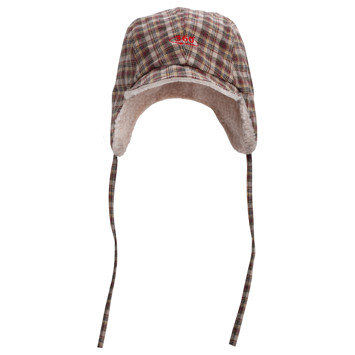 Cream checkered trapper hat