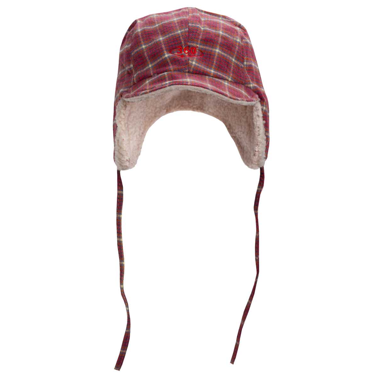 Red checkered trapper hat